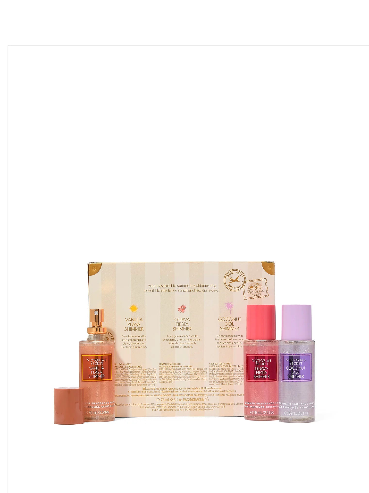 Victoria Secret Body Fragrance 3-Piece Getaway Shimmer Gift Set ft. Exclusive Summer Scents