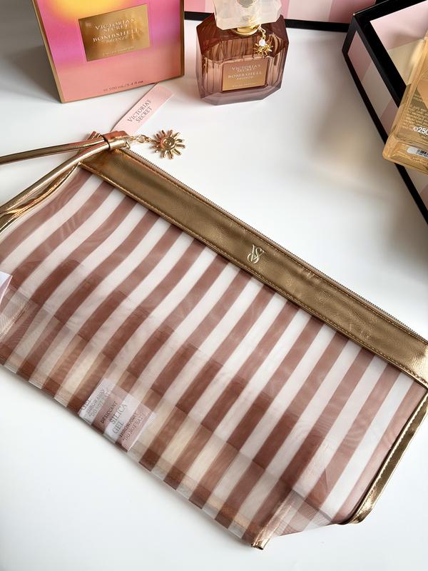 Victoria's Secret Bronze Wristlet Beauty Pouch.