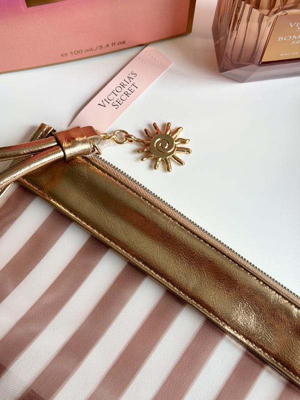 Victoria's Secret Bronze Wristlet Beauty Pouch.