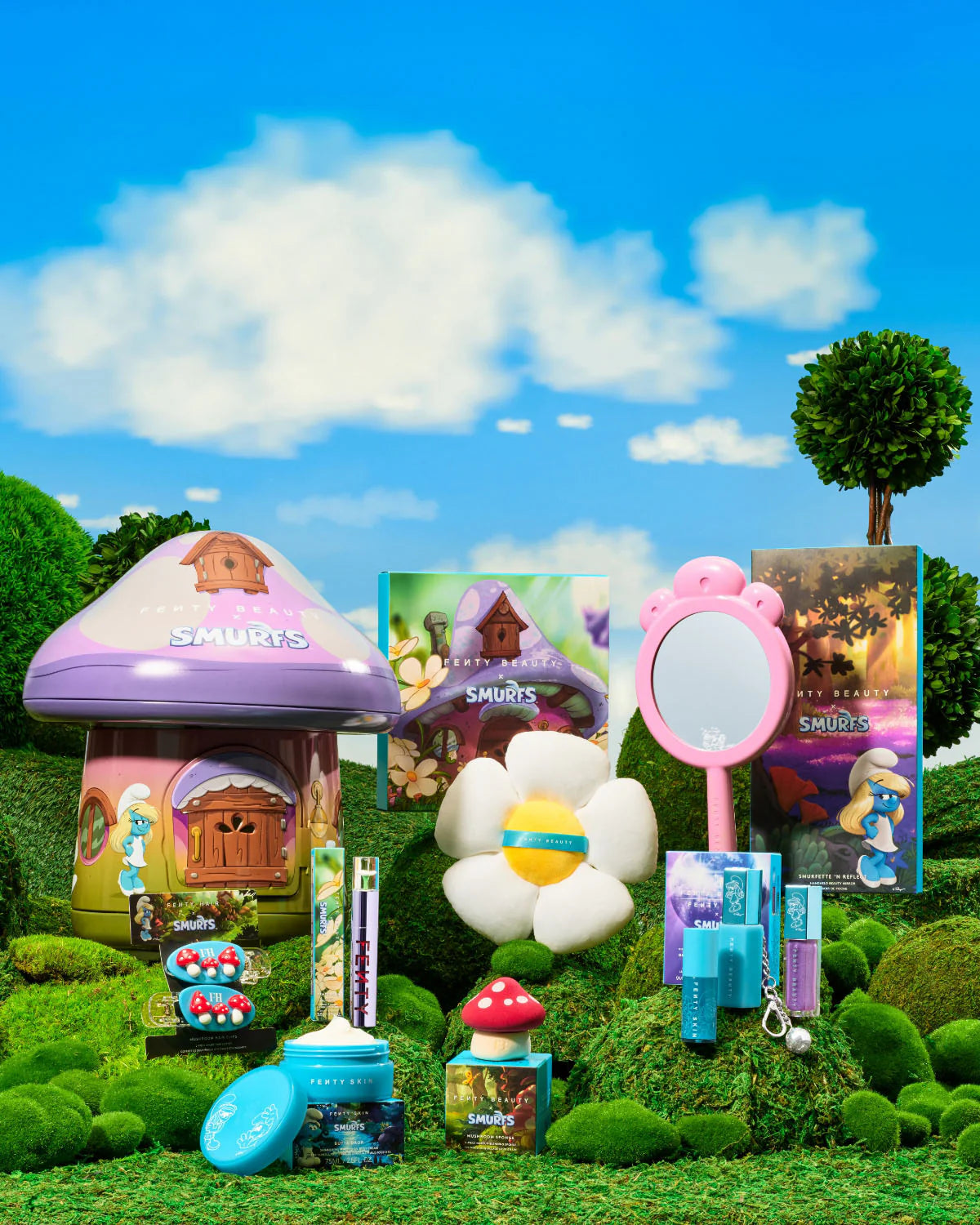 مرآة محمولة مستوحاة من Smurfette فنتي بيوتي ريهانا