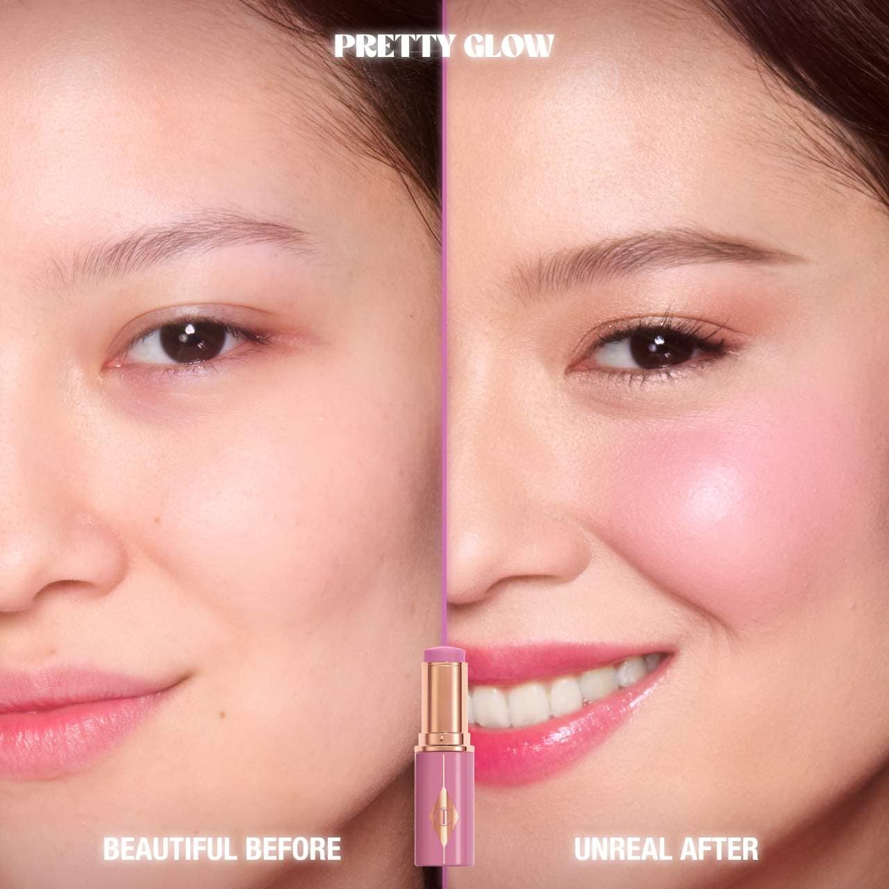 شارلوت تلبري Unreal Lip + Cheek Glow Blush Stick مع حمض الهيالورونيك