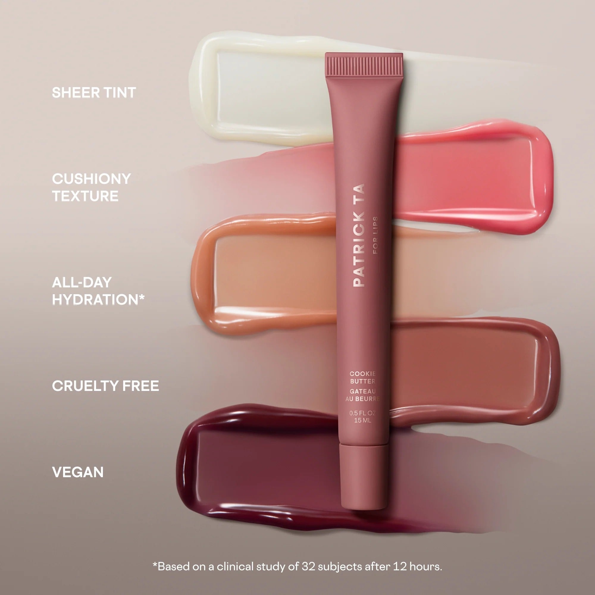 PATRICK TA Major Moisture Smoothing and Hydrating Tinted Lip Balm with Vitamin E