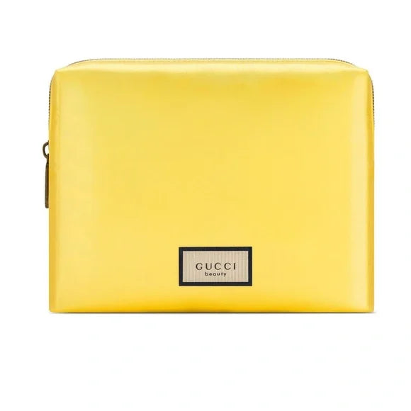Gucci Yellow Cosmetic Pouch New Satin