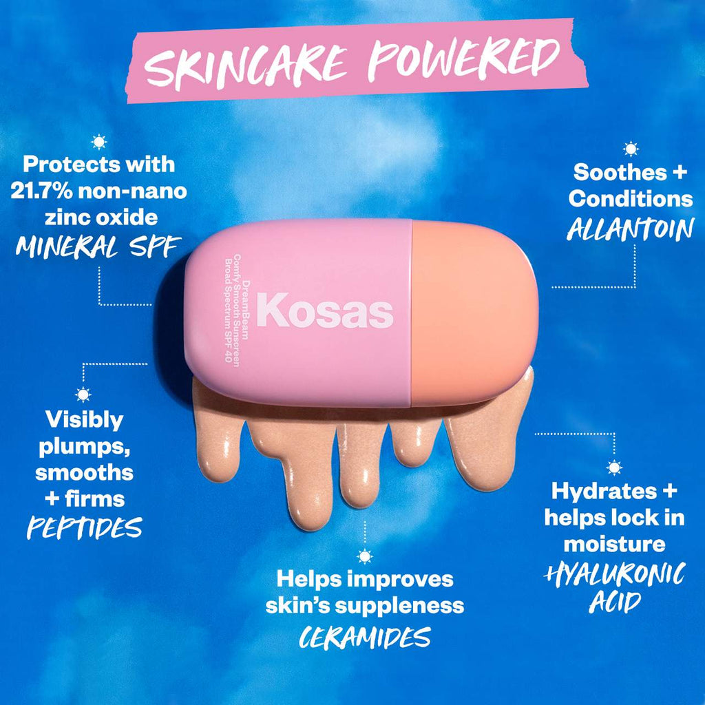 Kosas DreamBeam Silicone-Free Mineral Sunscreen SPF 40 with Ceramides and Peptides