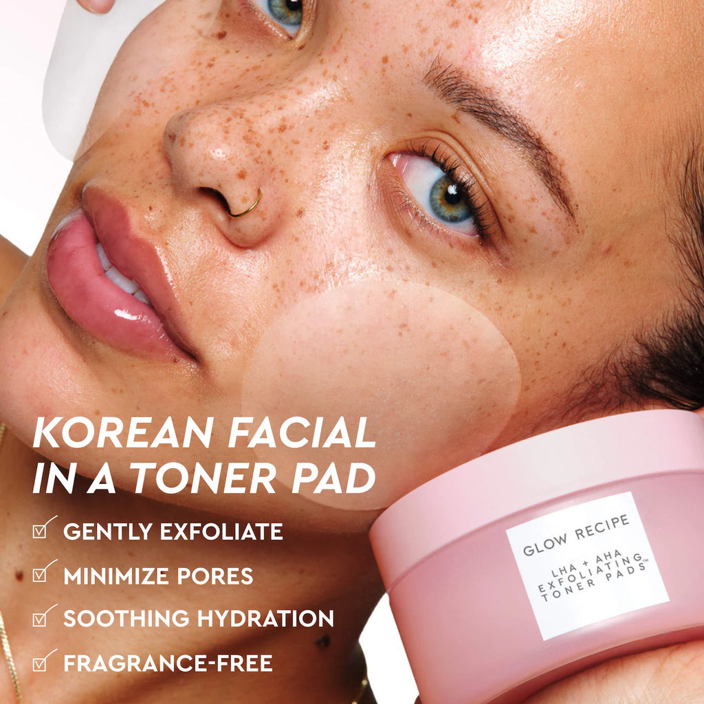 Glow Recipe LHA + AHA Korean Watermelon Toner Pads for Hydration and Gentle Exfoliation