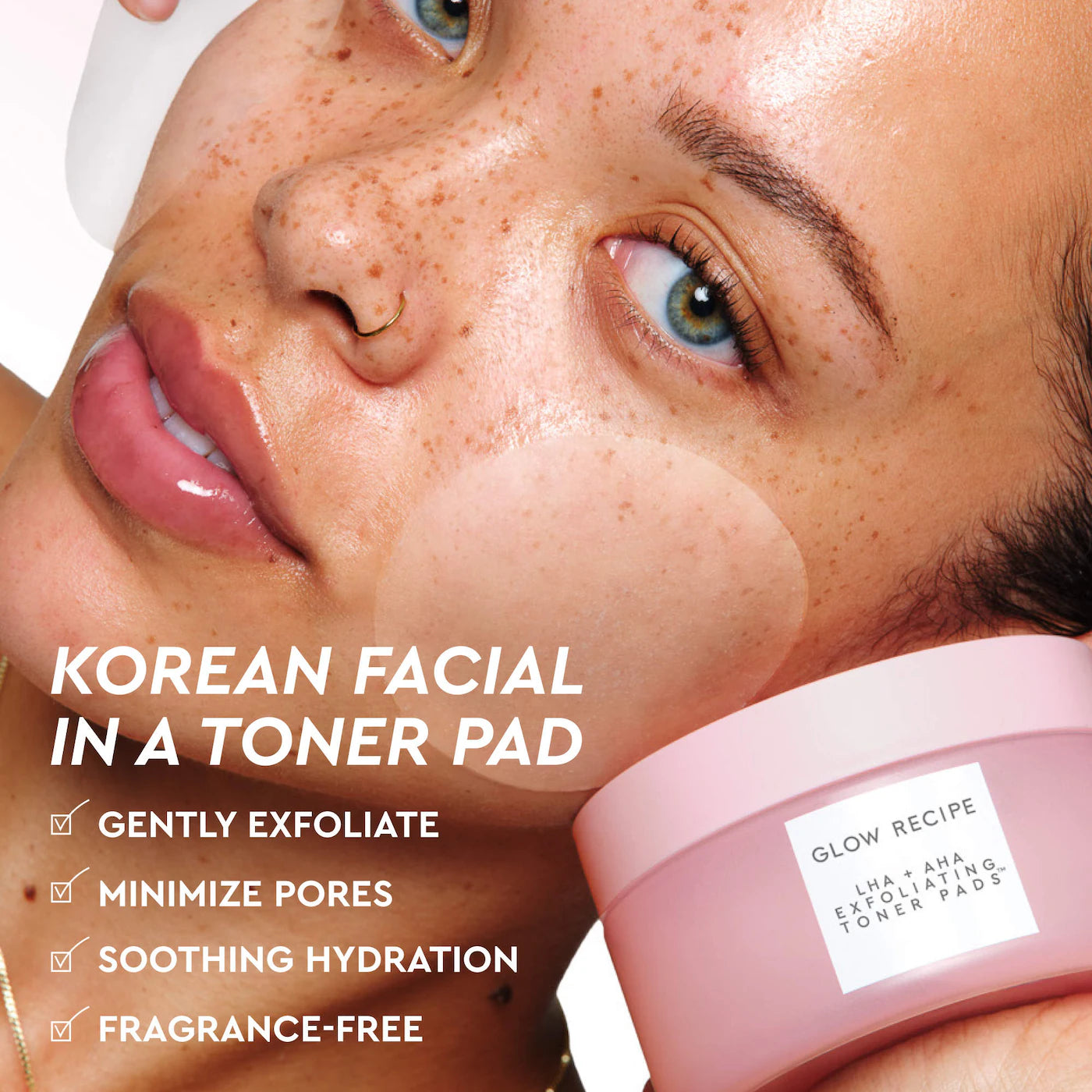 Glow Recipe LHA + AHA Korean Watermelon Toner Pads for Hydration and Gentle Exfoliation